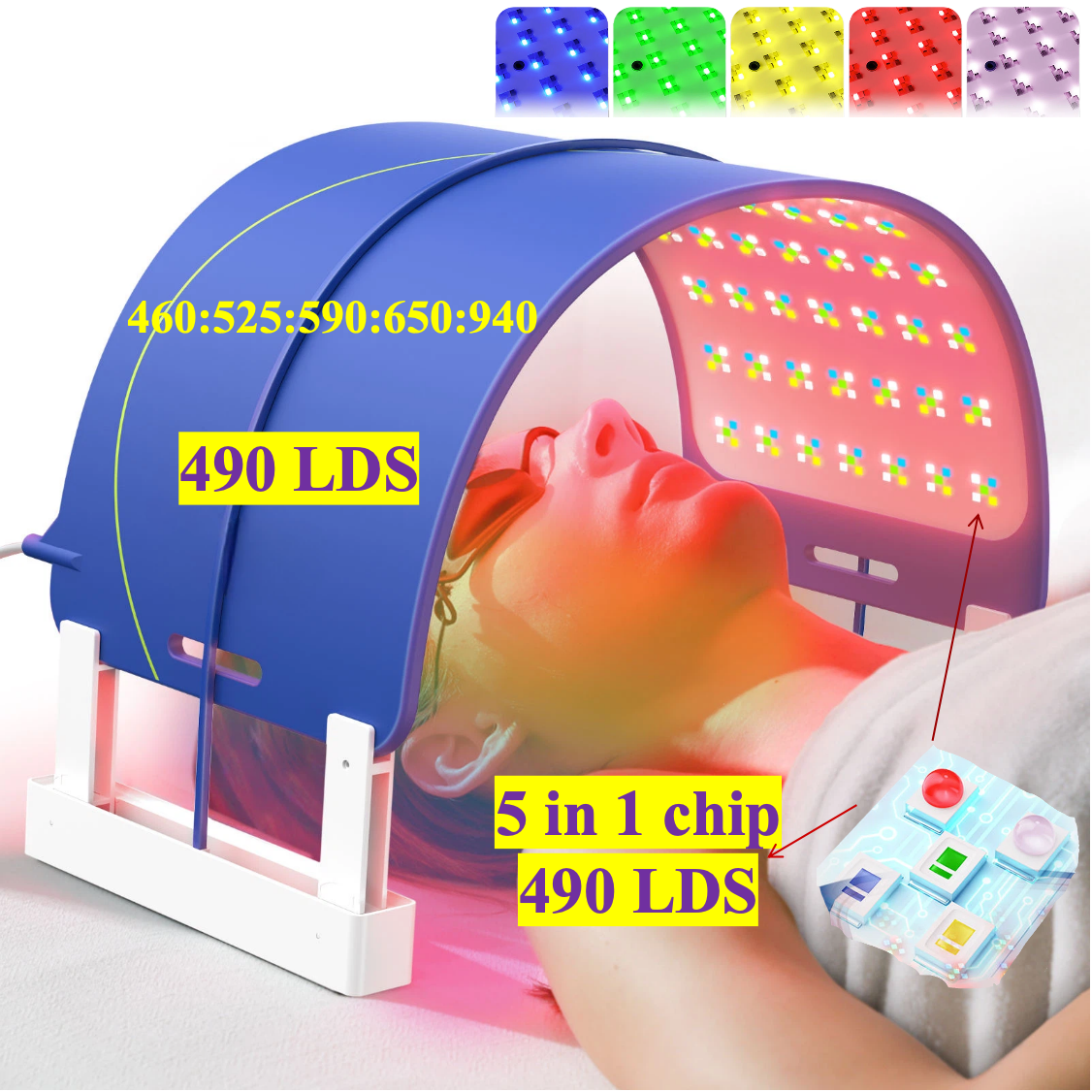 AQSHE P0 Face Red Infrared Light Therapy PDT Machine Led Light Therapy 5 Wavelengths 460 525 590 650 940nm Red Light Therapy Device